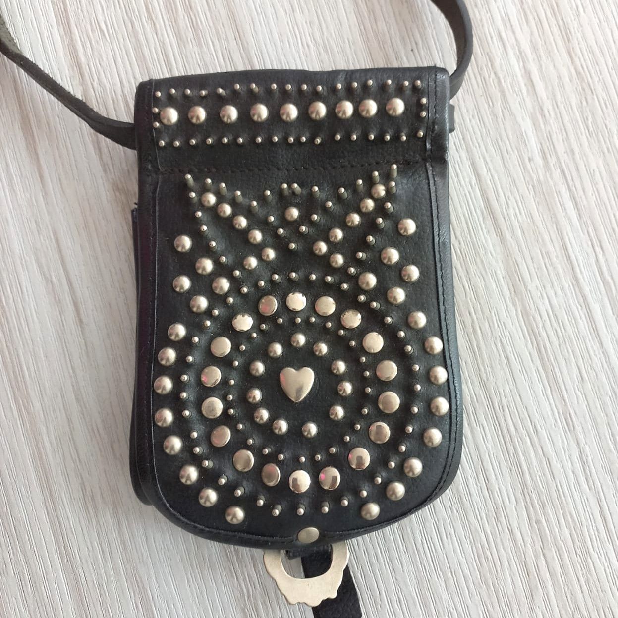 Vintage ABACO Studded Crossbody Leather Pouch Bag - 5