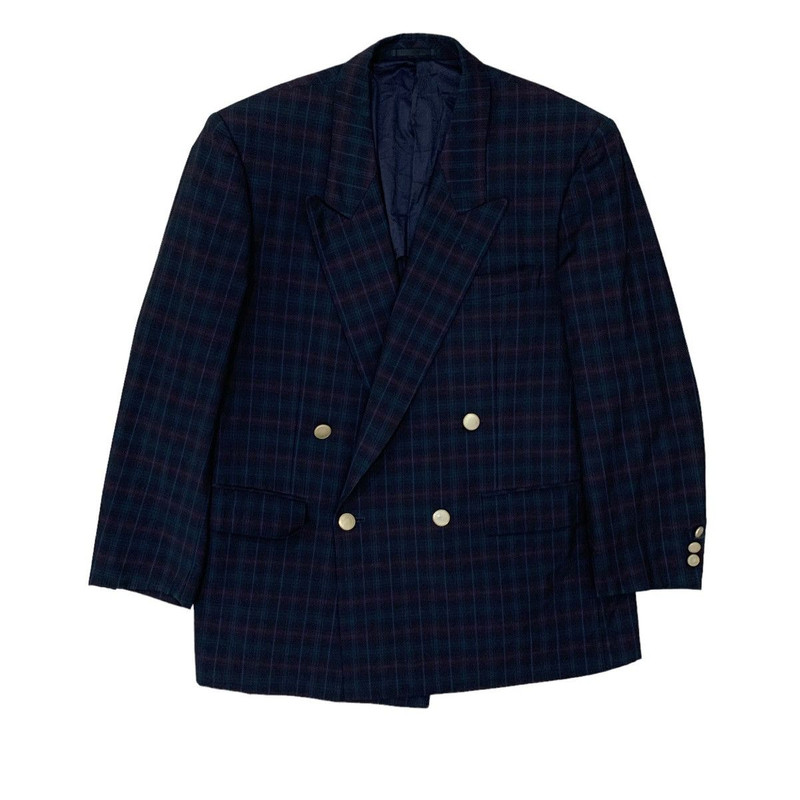Lanvin Paris Checkered Double Breasted Blazer Jacket - 1
