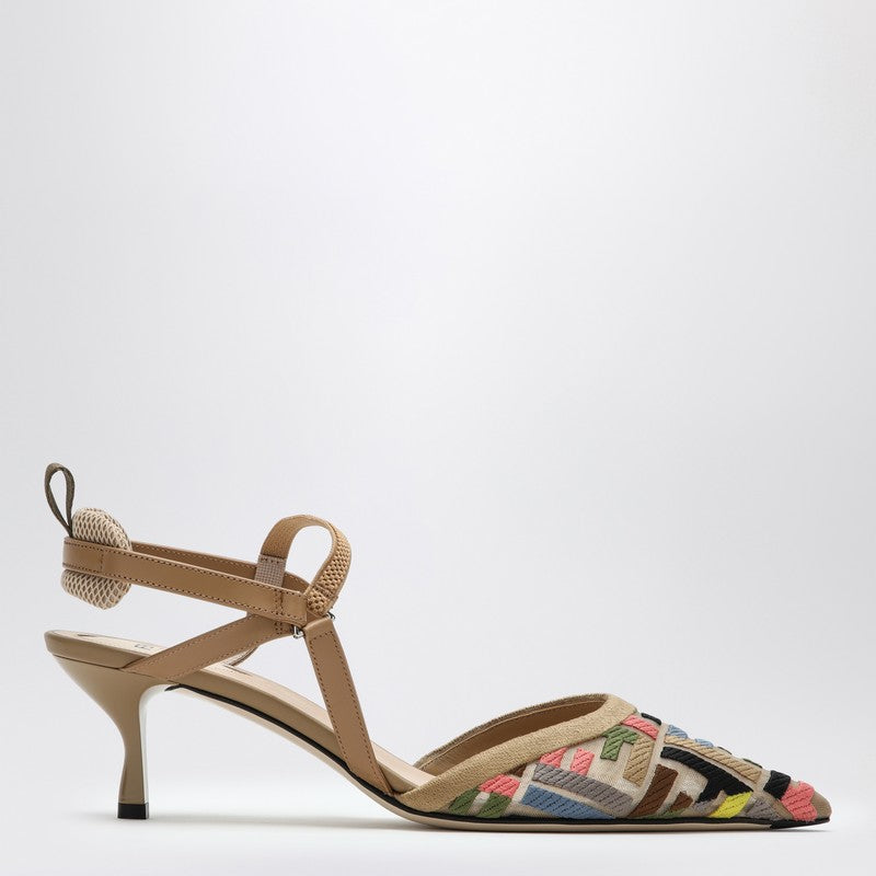 Multicolor mesh medium-heeled slingbacks - 2