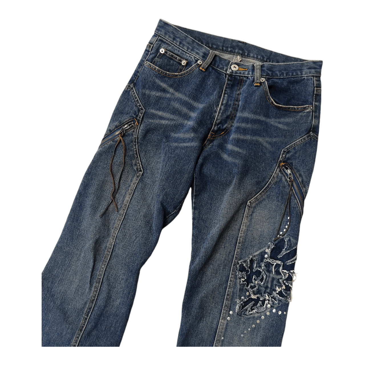 CUSTOM CULTURE Patchwork Flare Denim Pants - 3