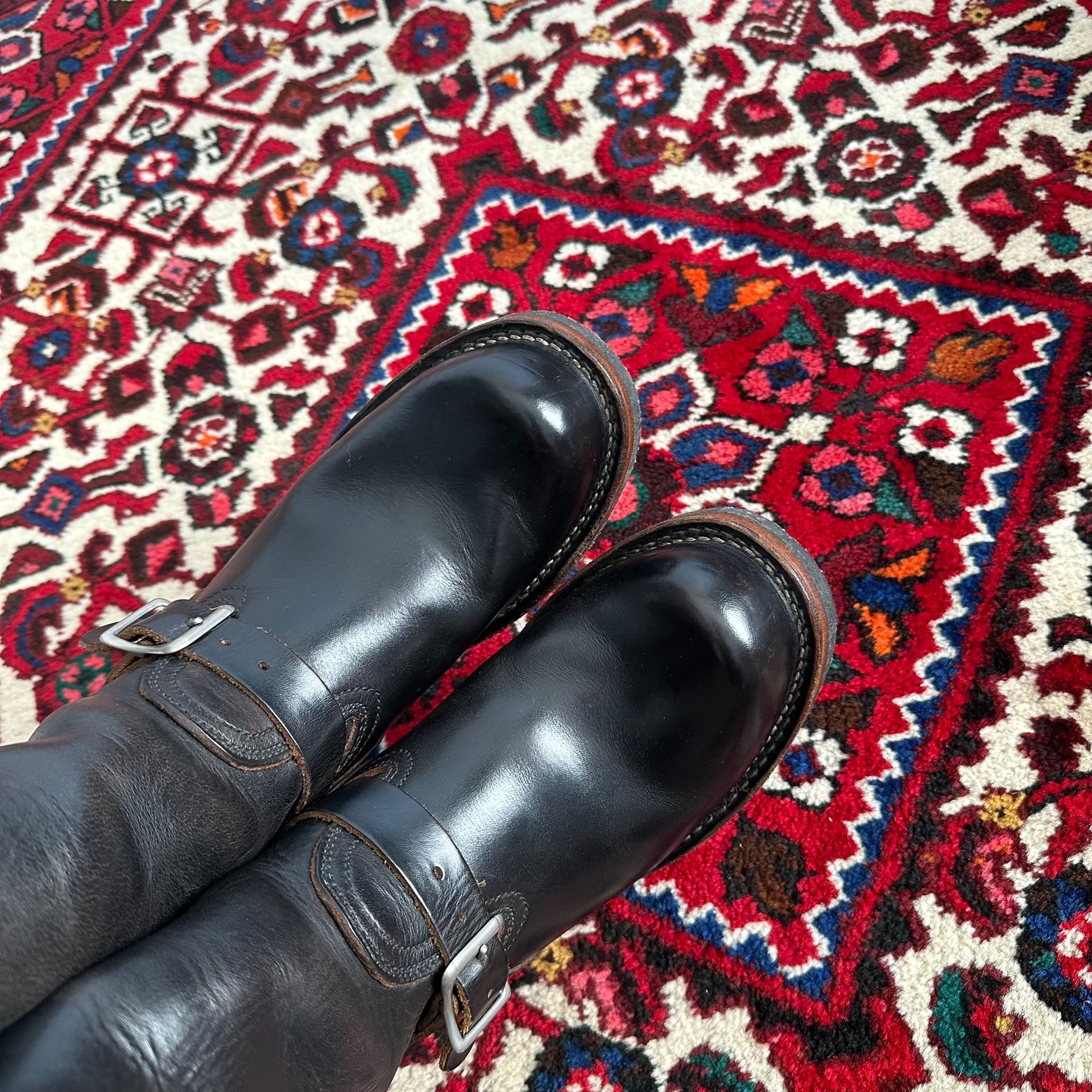 Visvim Engineer boots, tea leather tipped toe, no lining, 7e - 5