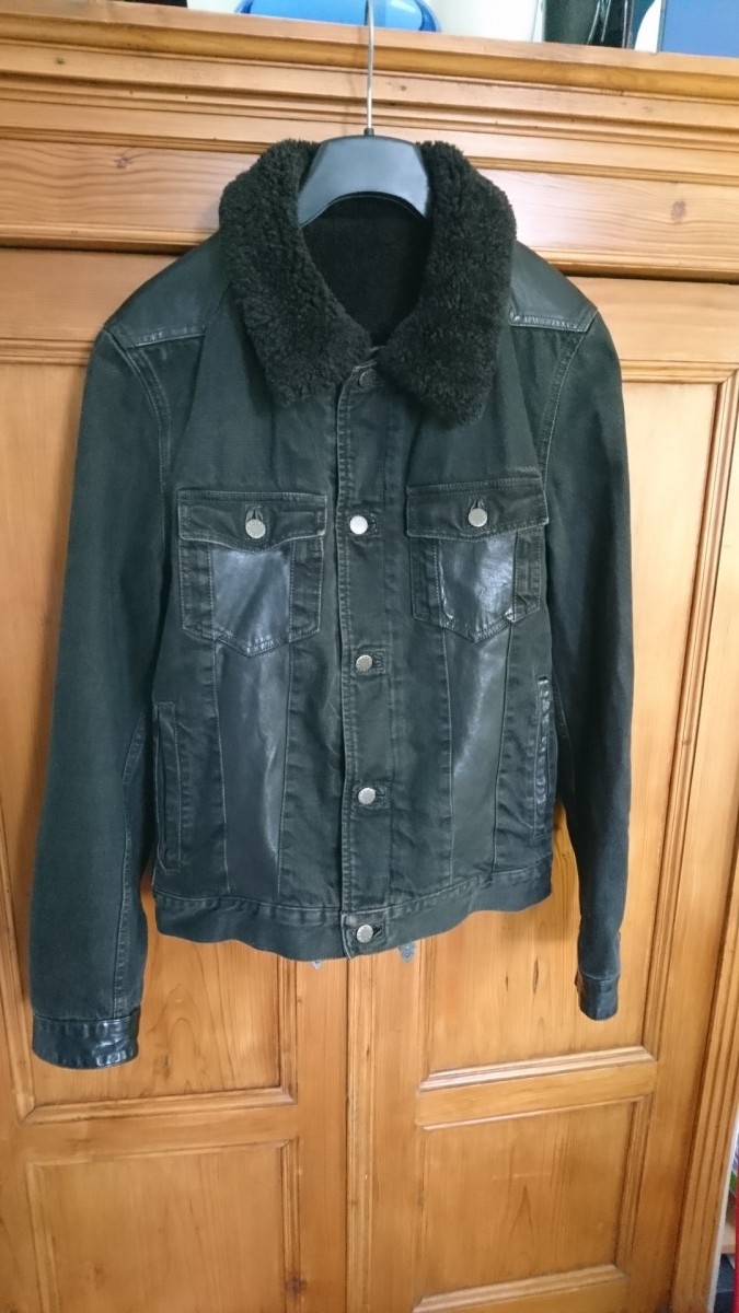 RARE Black Label Teddy Sherpa Denim Leather Detail Jacket - 1