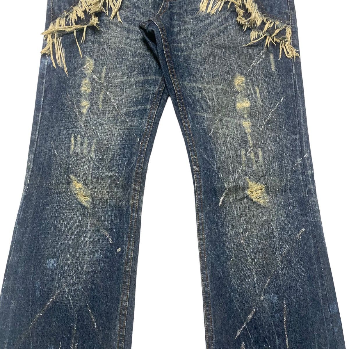 Le Grande Bleu (L.G.B.) - SEMANTIC DESIGN Whisker Denim Flare Jeans Leather Trimmed - 6