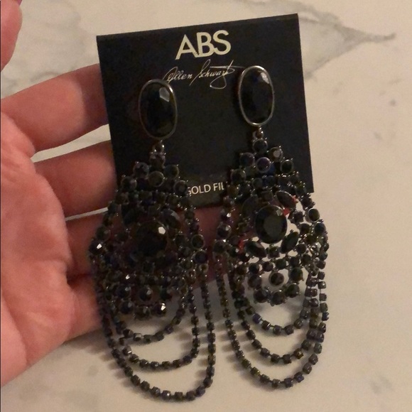 ABS Allen Schwartz - ABS Black Statement Dangle Chandelier Earrings - 6