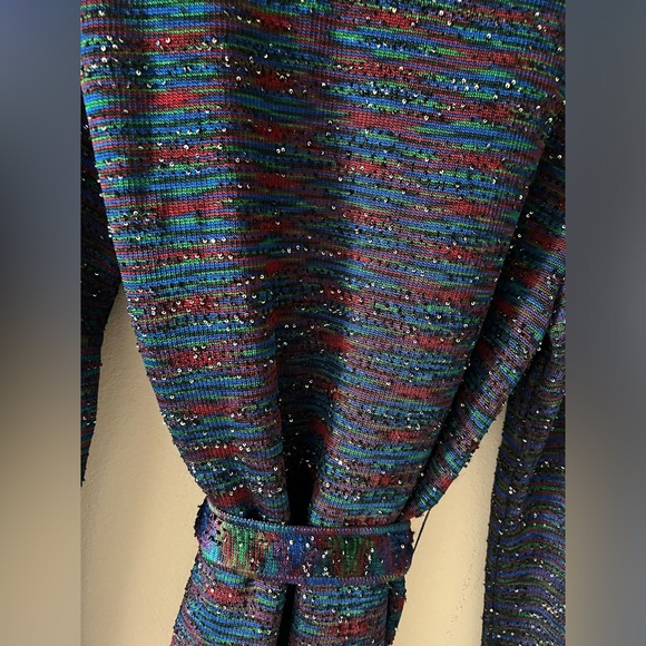 Missoni longline multicolor knit tie cardigan sweater sequin NWOT - 7