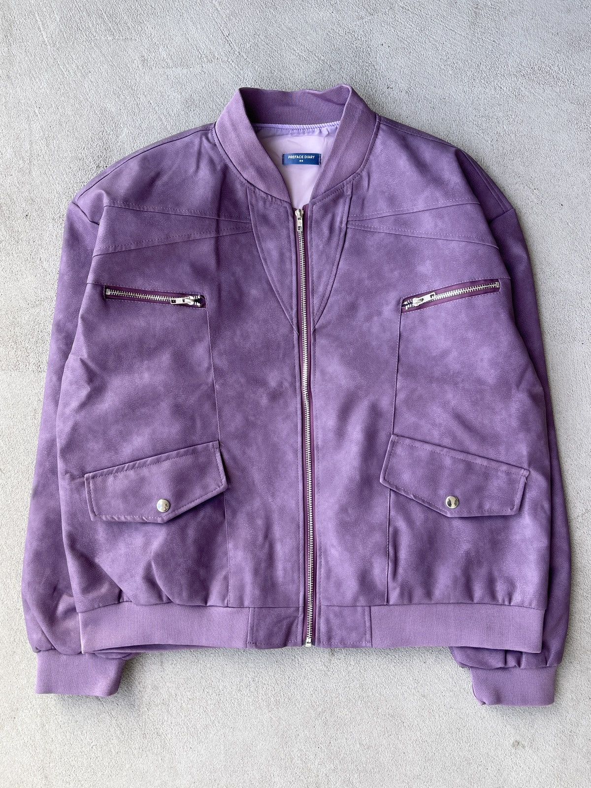 Vintage - STEAL! 2000s Suede Purple Bomber Jacket (L) - 1