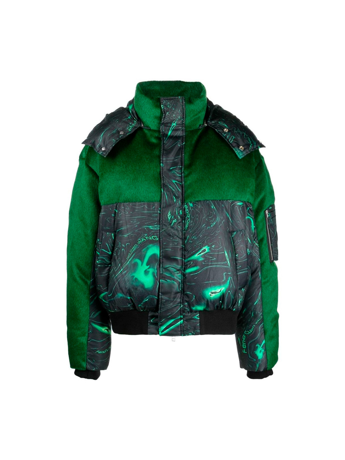 FENG CHEN WANG Black & Green Lacquerware Down Unisex Padded Jacket in Grün - 1