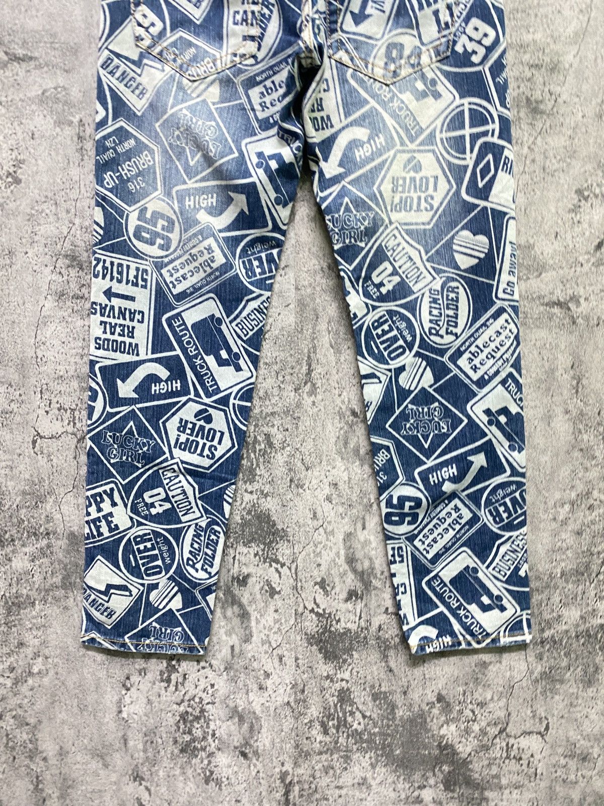 Japanese Brand Full Print Denim Faded like Hysteric Pants - 17