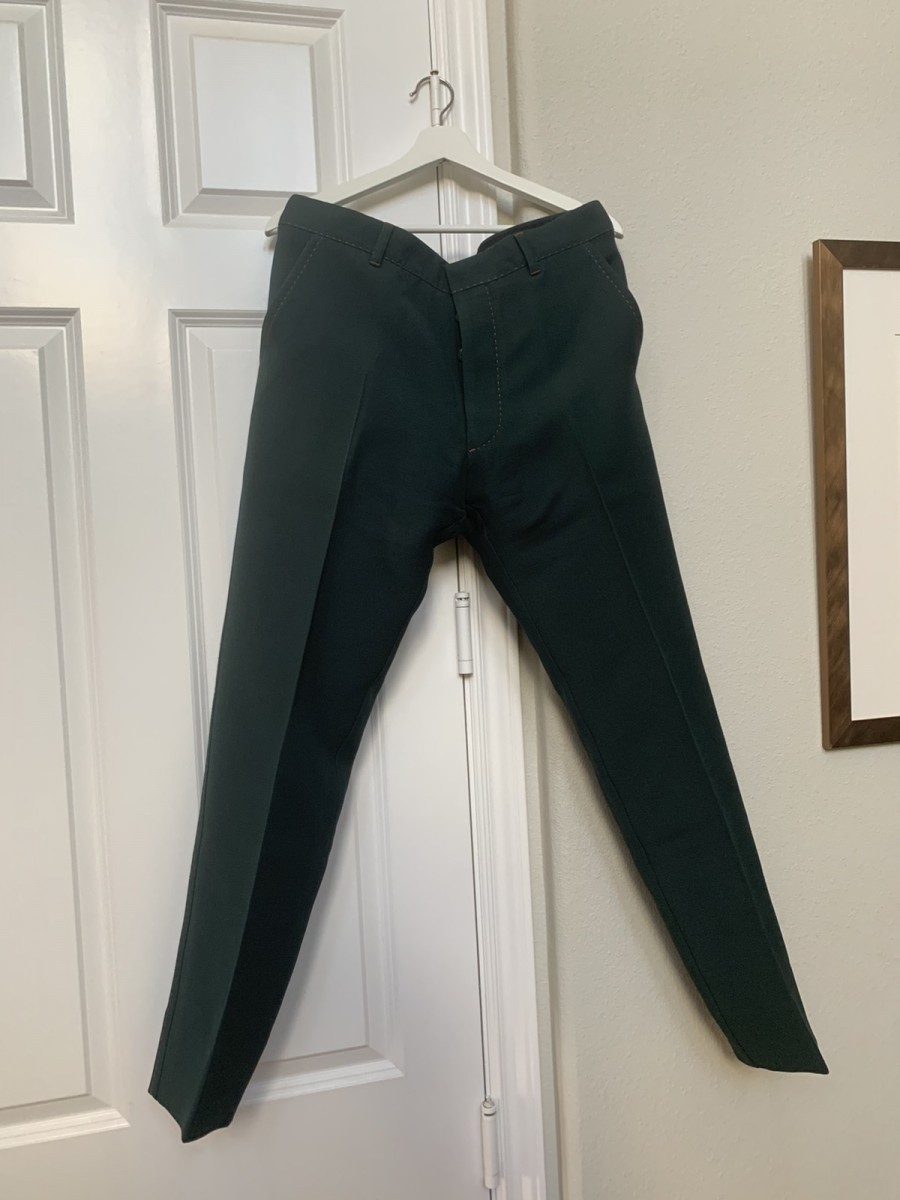 Deep emerald green wool/silk pleated trousers 52 - 3