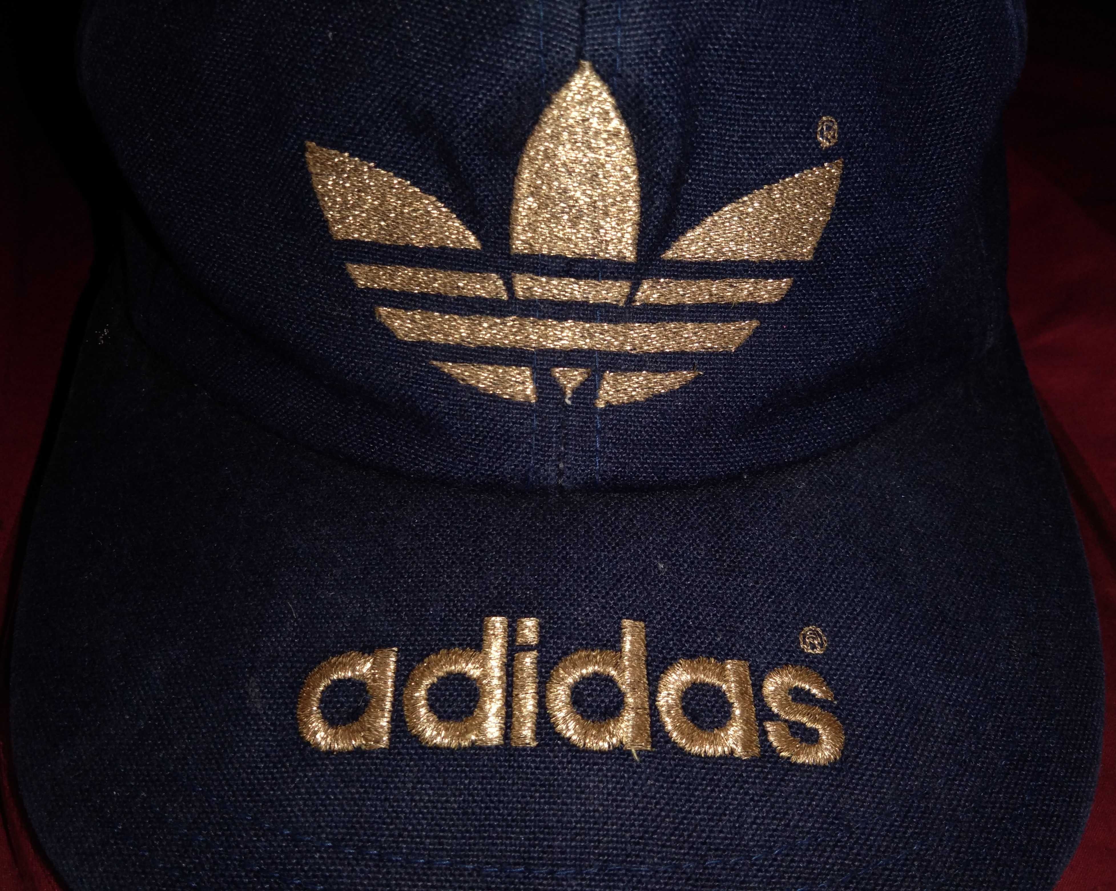 VTG 80s Adidas Trefoil Gold embroidered spell out logo - 1