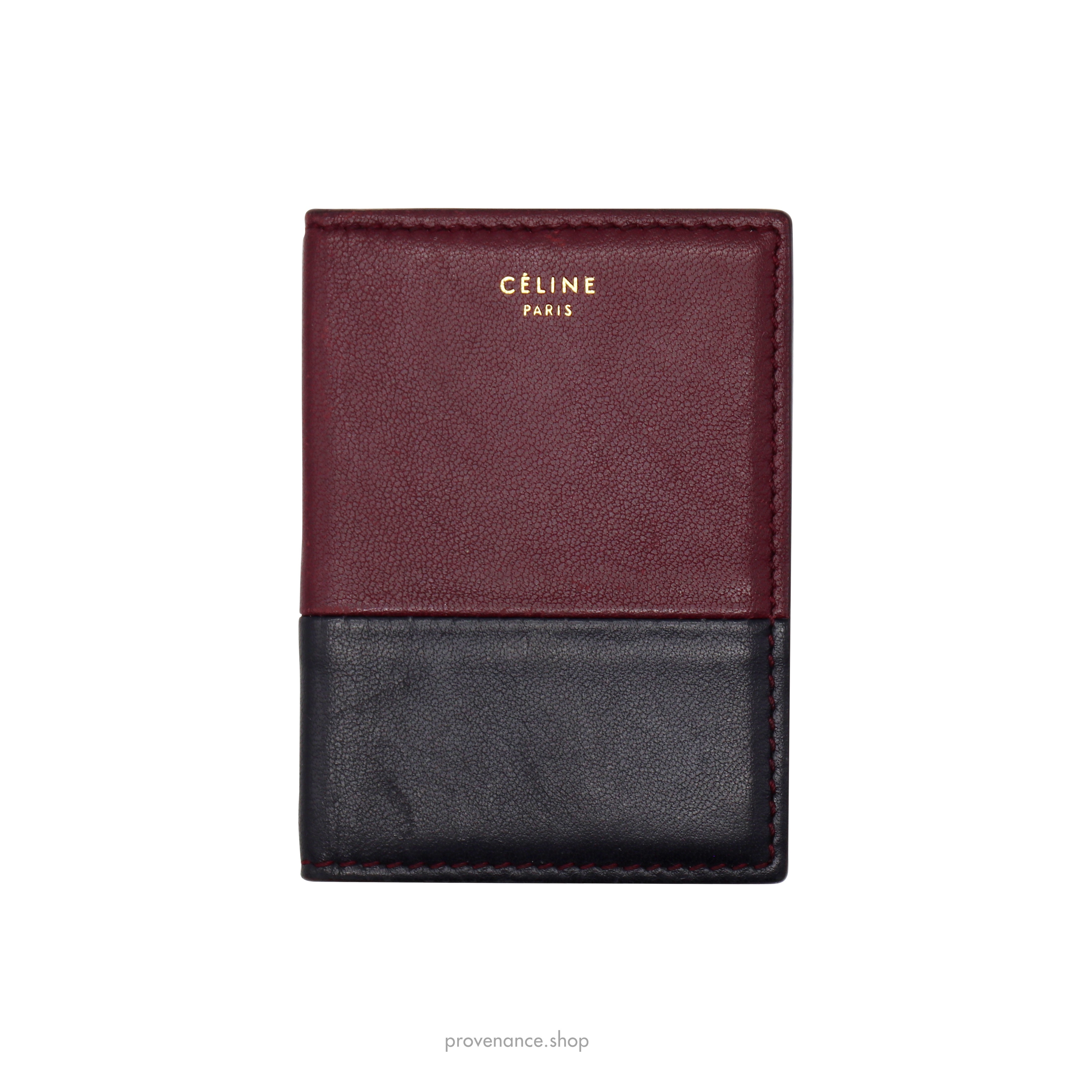 Pocket Organizer Wallet - Black & Burgundy Leather - 1