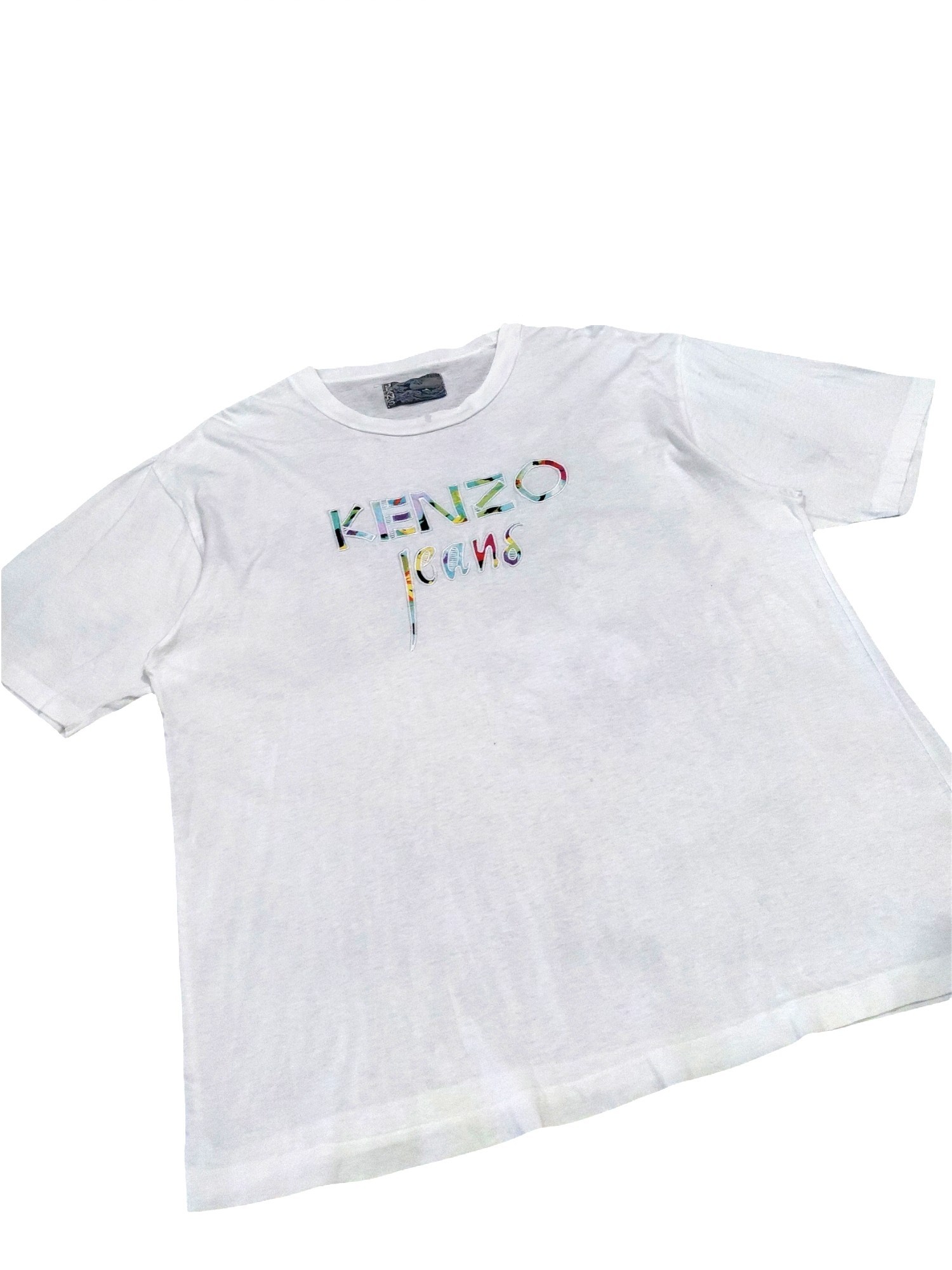 RARE! VTG 80s KENZO JEANS VIBRANT BIG SPELL OUT EMBROIDERED - 4