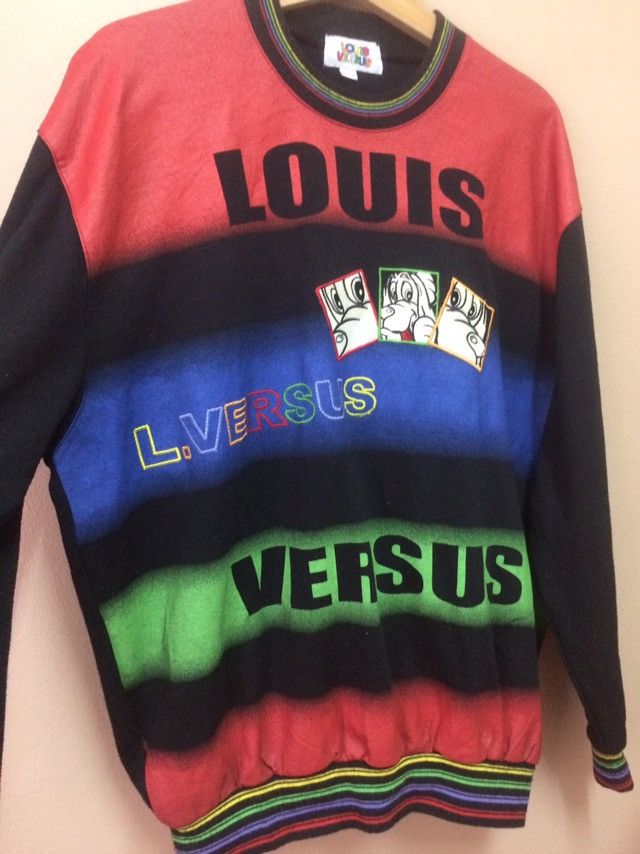 90s Designer Loius Versus multicolour Sweatshirt spell out - 4