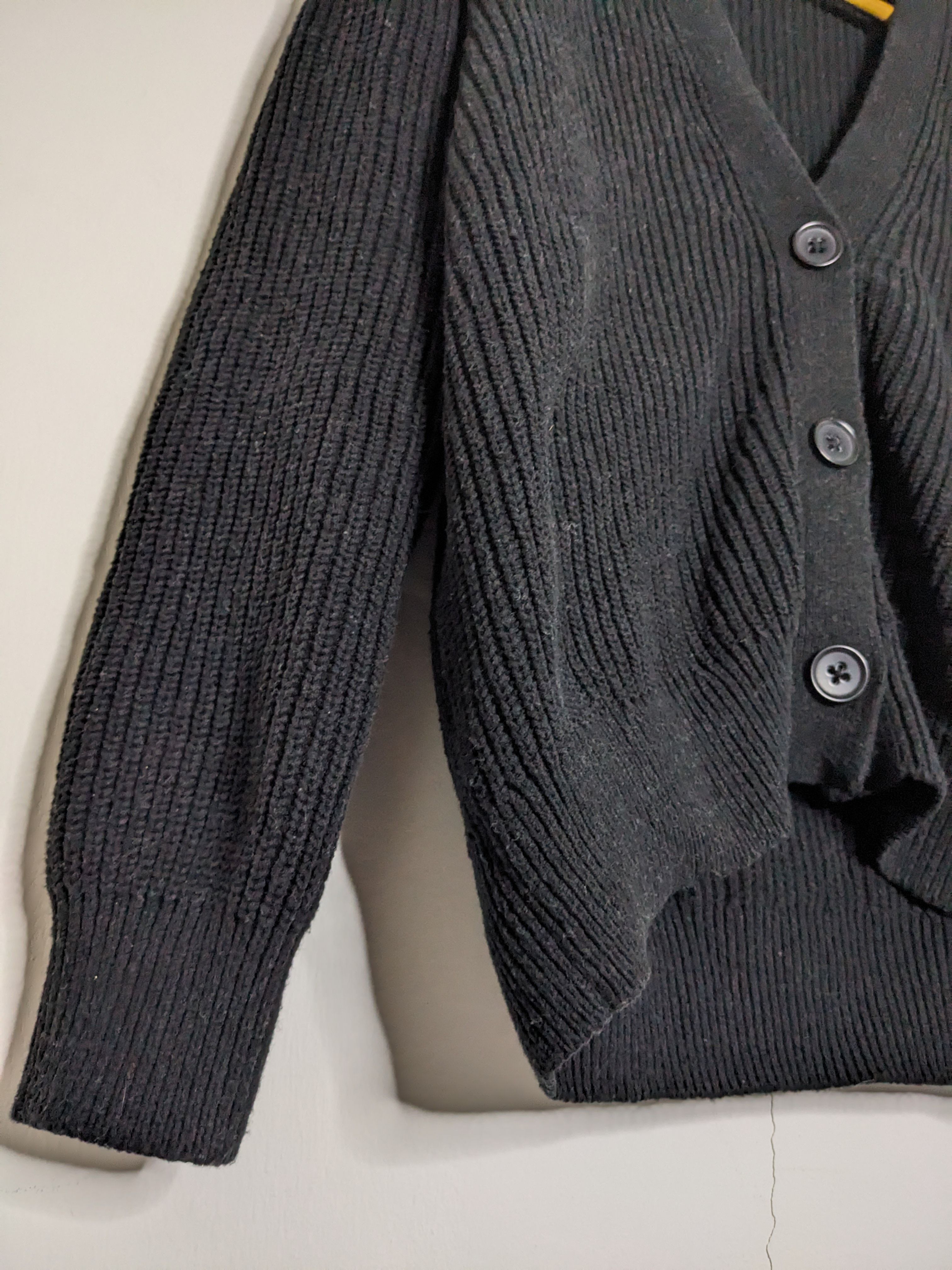 Uniqlo Crocheted Pattern Cotton Knit Sweater Black Cardigan - 4
