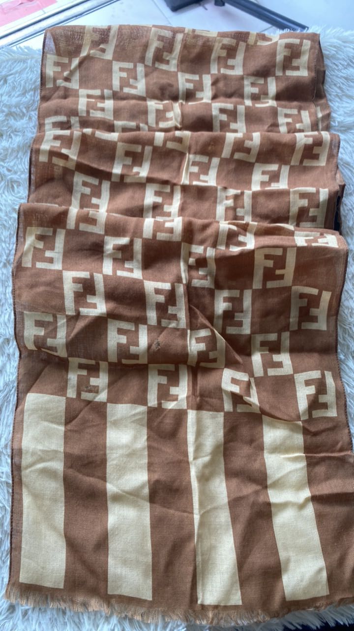 Vintage FENDI Foulard Silk Wool Scarf 11x61 - 3
