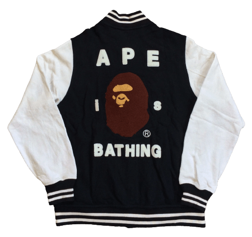 OG Bape Ape is Bathing Embroidered Varsity Bomber Jacket - 1