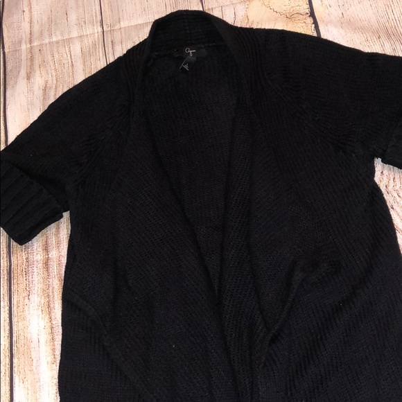 Aqua - Black Chunky Drape Front Short Sleeve Cardigan - 3