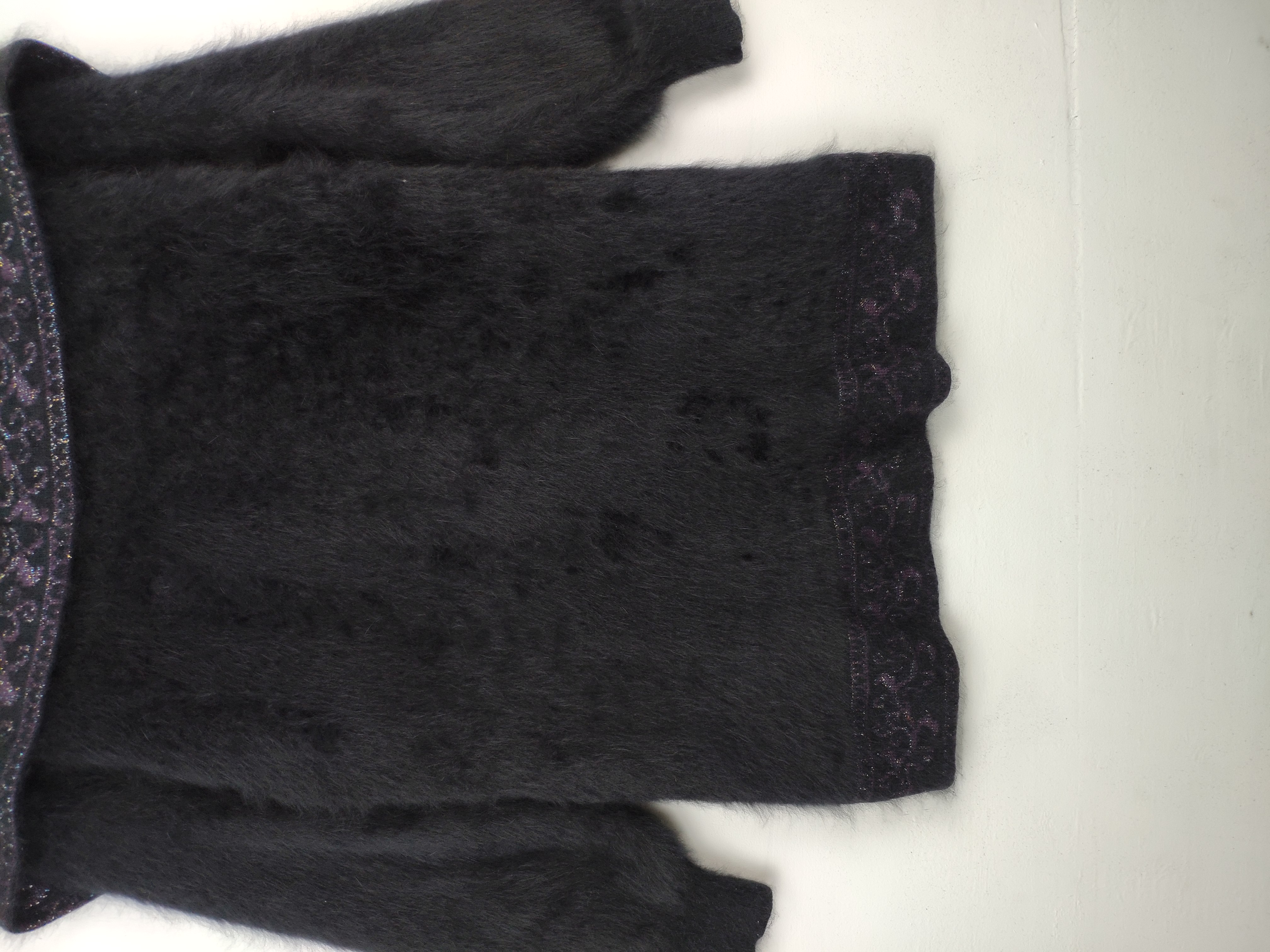 Archival Clothing - Vintage Wool Mohair Shag Shaggy Cardigan Shawls Collar - 15