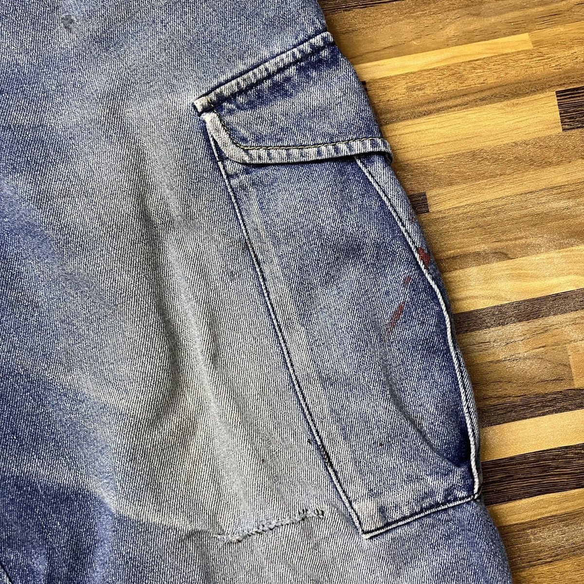 Distressed Denim - Worn Even River Japanese Cargo Denim Ripped Baggy Style - 12