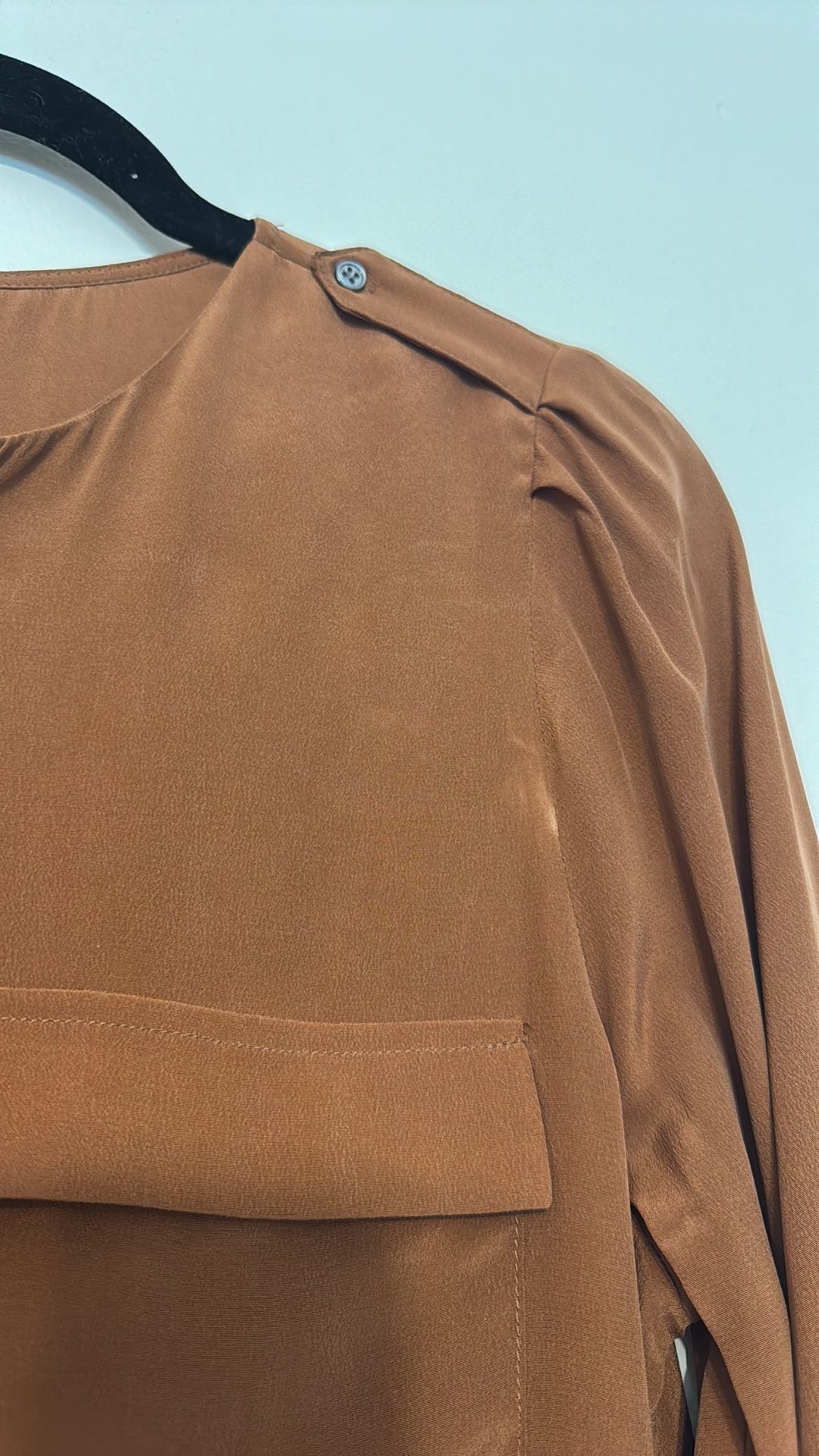 Joie Cognac Silk Blouse - 3