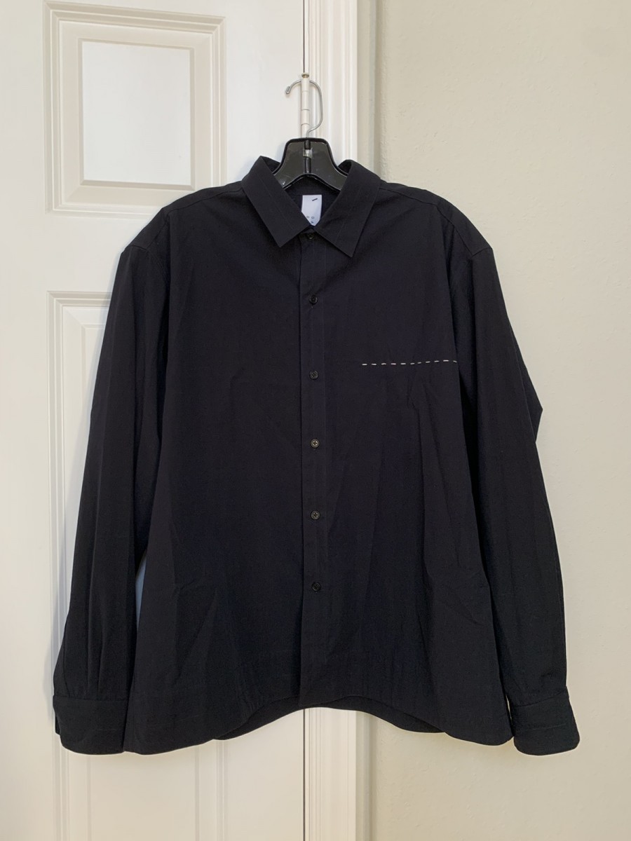Dashiel Brahmann - Cotton typewriter button shirt L navy - 1