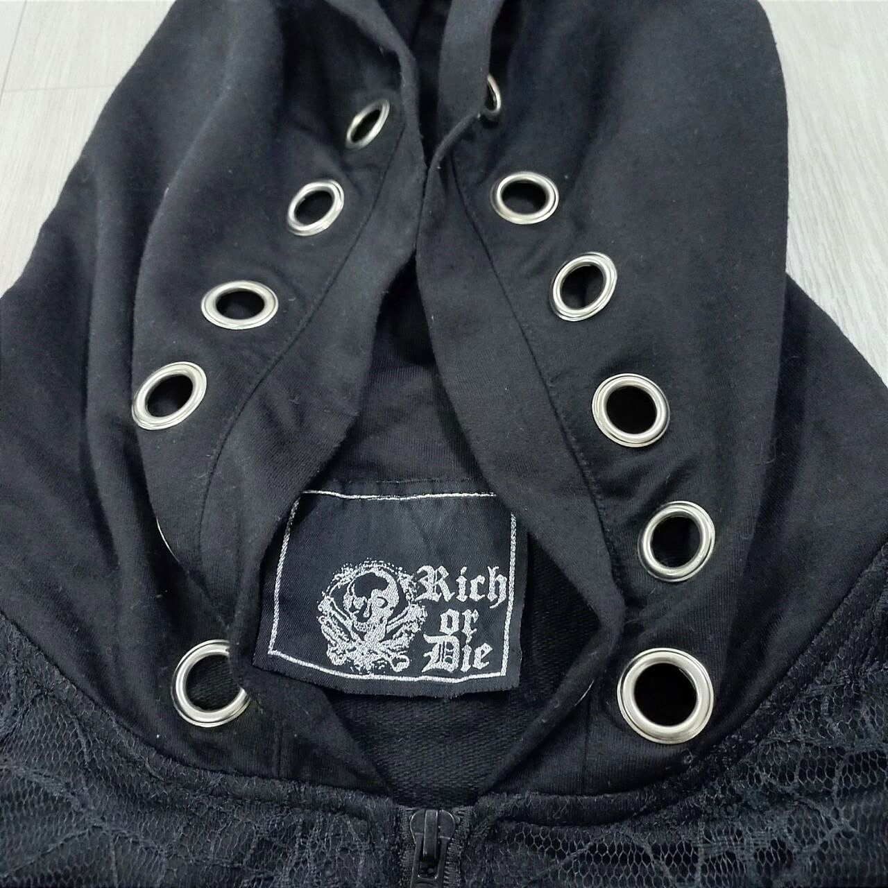 Rich Or Die Skulls Punk Gothic Zipper Hoodie - 10