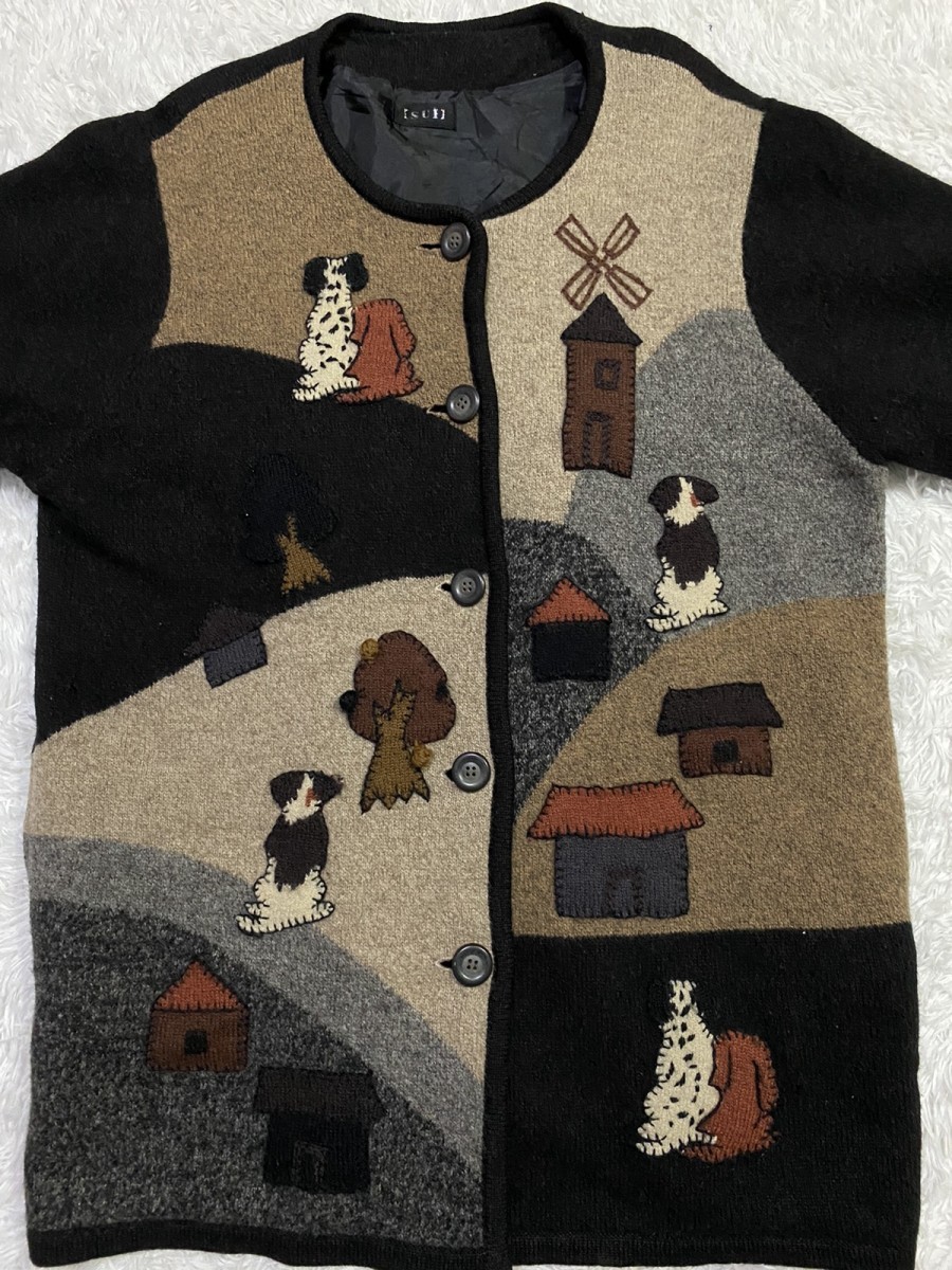 Cardigan - [SUI] Logo Patchwork Wool Cardigan Button Up Sweater - 2