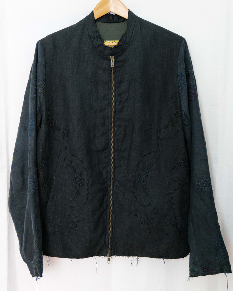 embroidered linen jacket - 1