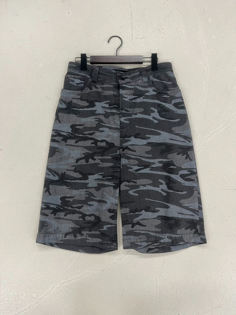 Balenciaga Camo Denim Shorts - 1
