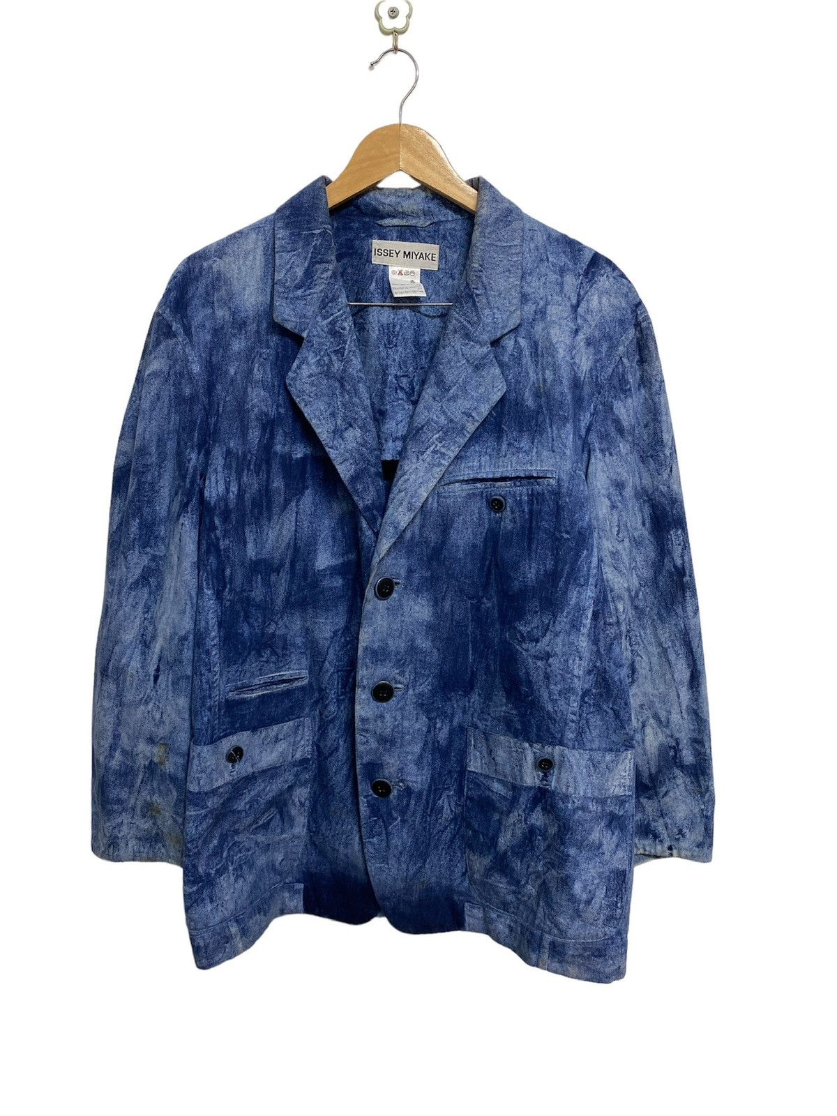 Rare🔥Archive Issey Miyake Dyed Indigo Bleach Jacket - 2