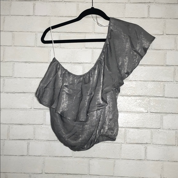 Vintage Havana - One Shoulder Satin Ruffle Top - 5