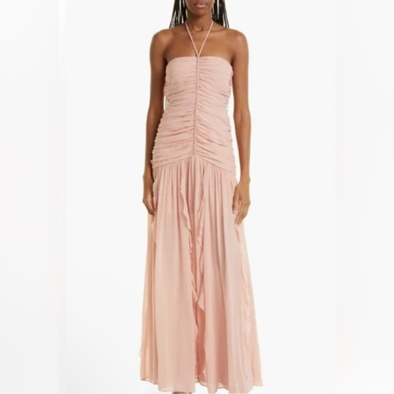 New!‎ Veronica Beard Lucine ruched silk-crepon halterneck maxi dress Sz 6 $958 - 1