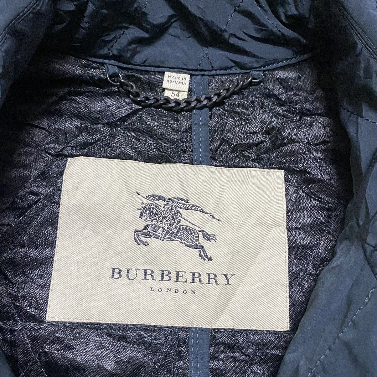 Burberry London Quilted Navy Trench Coat Belted - 18