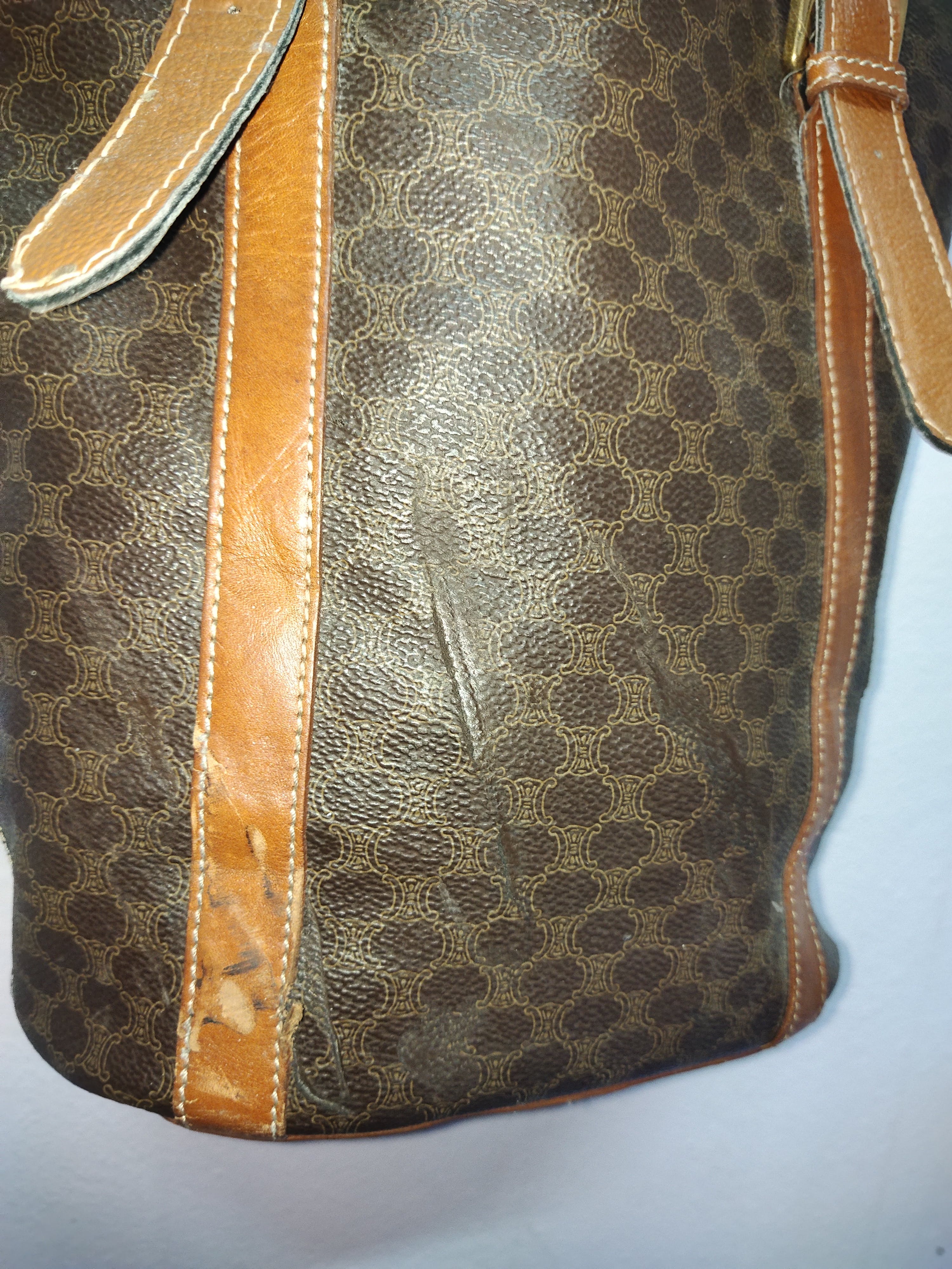 Vintage celine triomphe leather shoulder bag - 8