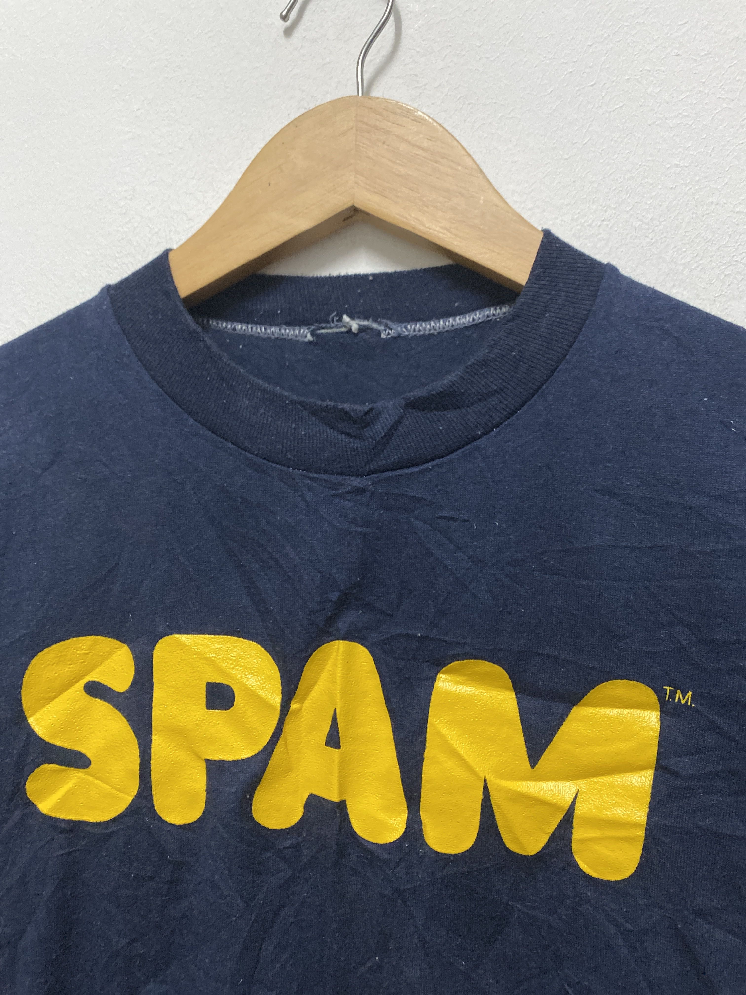 Vintage SPAM™ T-Shirt Navy Blue Gold Logo Print Short Sleeve Tee - 3