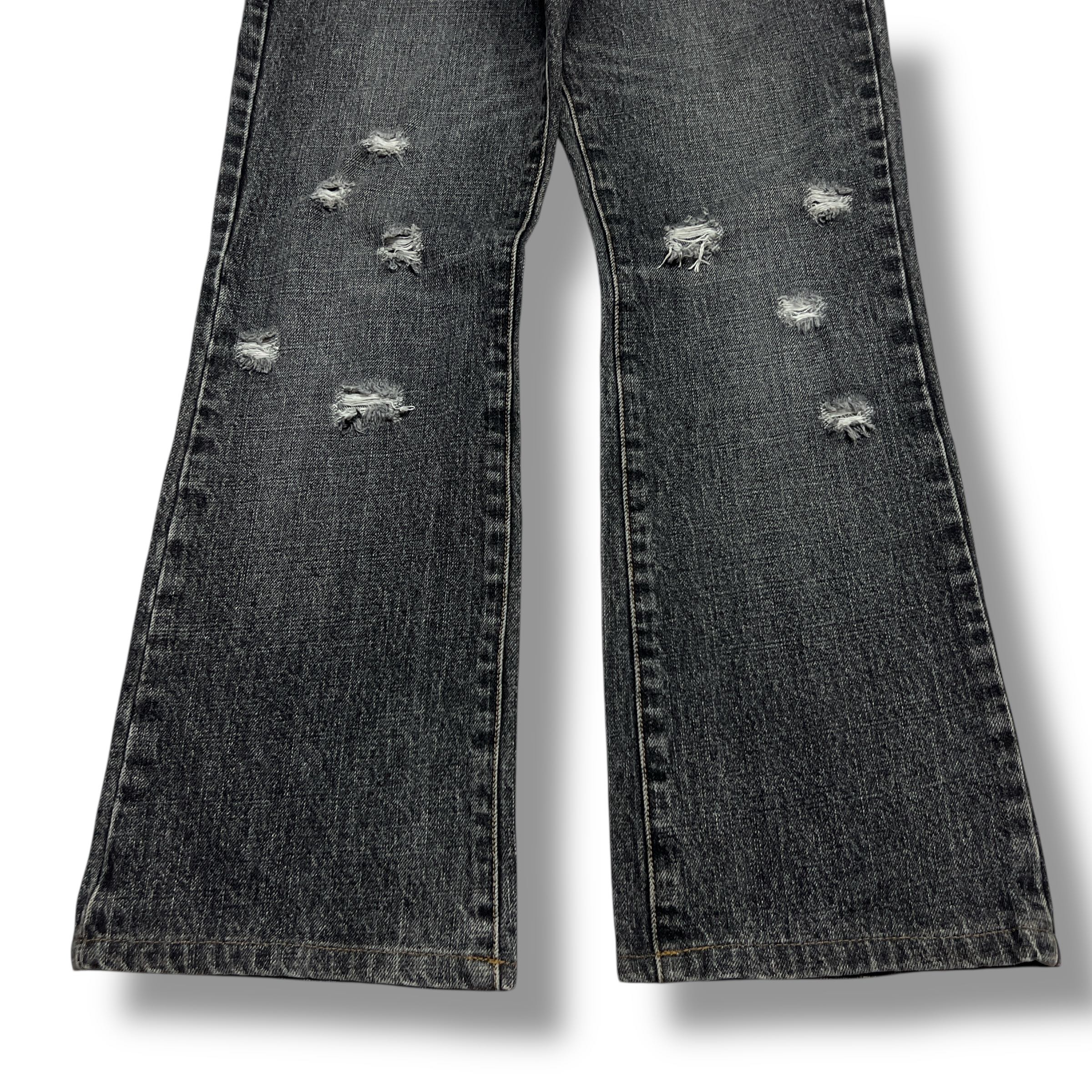 Uniqlo Black Stone Wash Whiskered Distressed Flare Jeans - 14