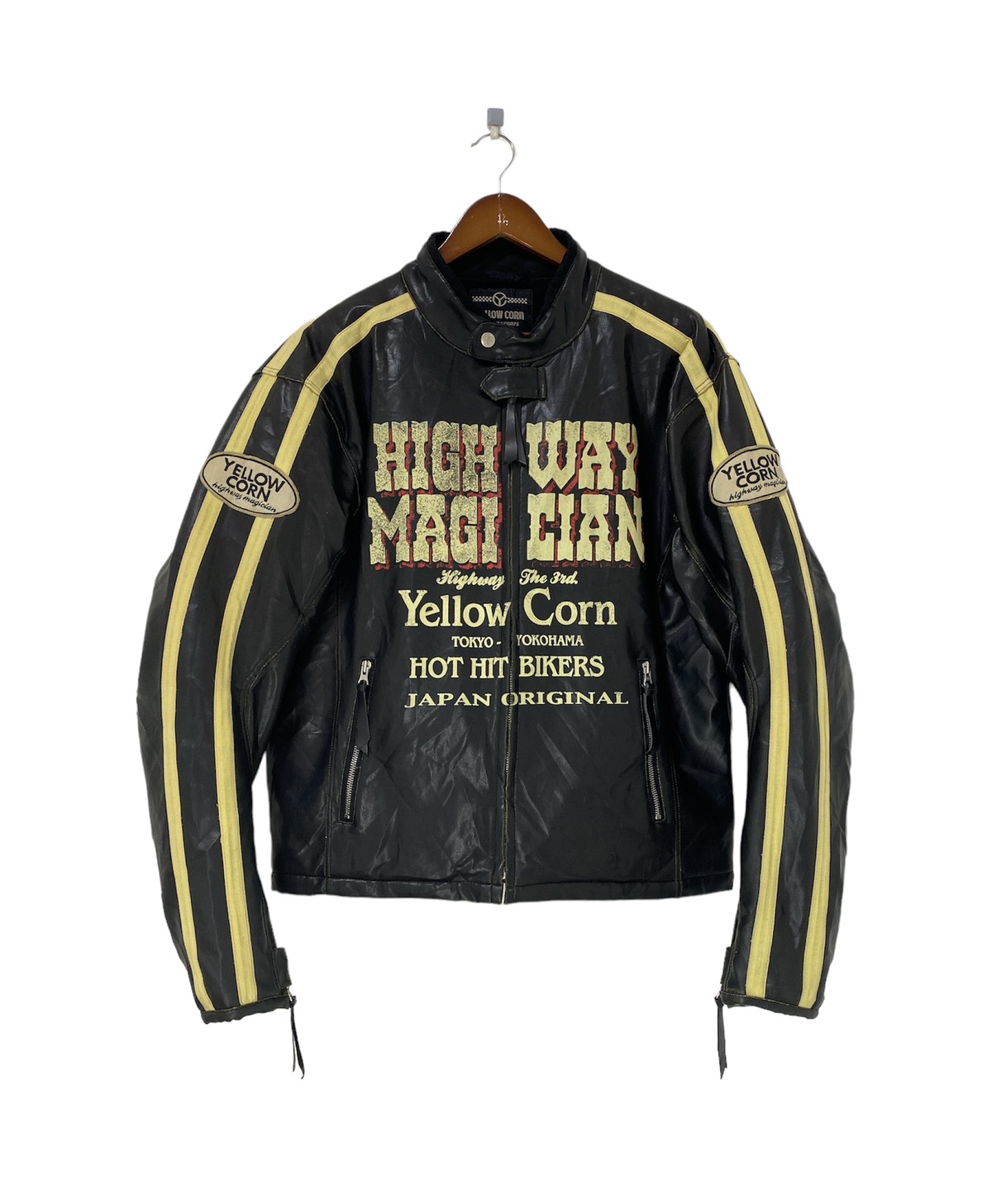 Leather Jacket - Vintage Yellow Corn Leather Jacket Highway Magician Japan