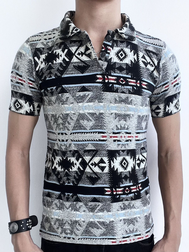 SS13 Kapital Native American Aztec Jacquard Polo Shirt - 1