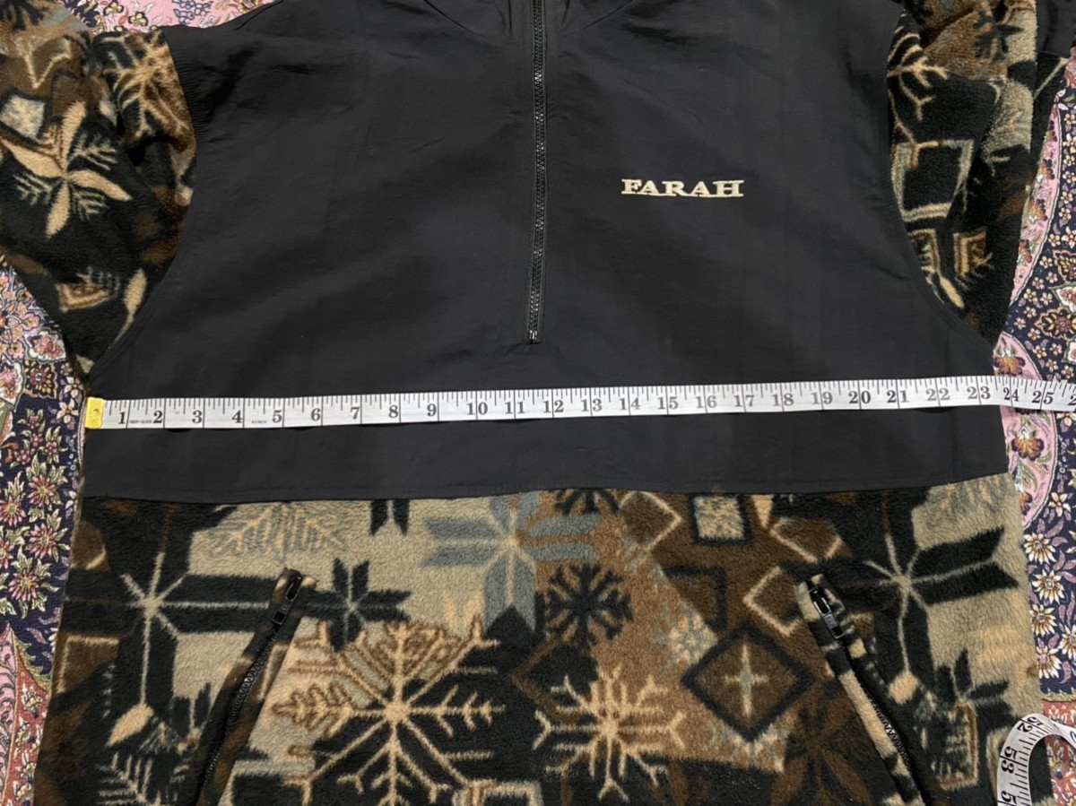 Vintage - FARAH Half Zipped Fleece Nylon Hoodie Jacket - 12
