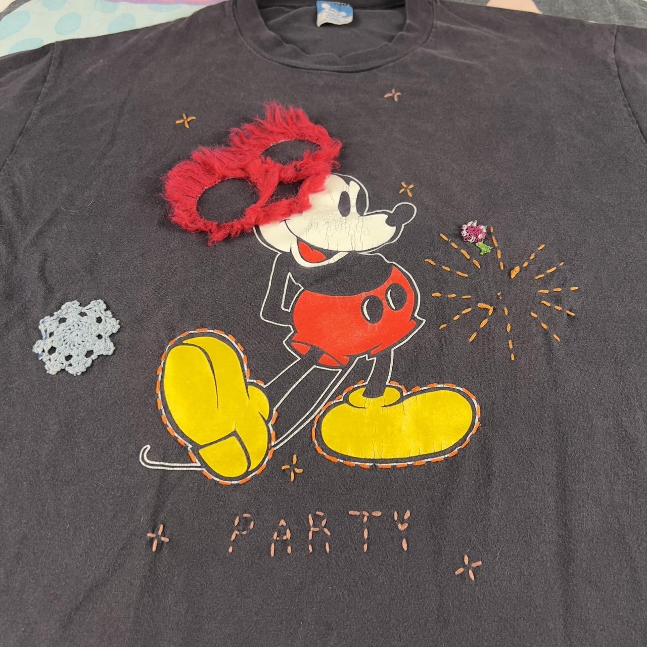 Vintage 80s 90s Disney Mickey party black shirt size XL  - 1