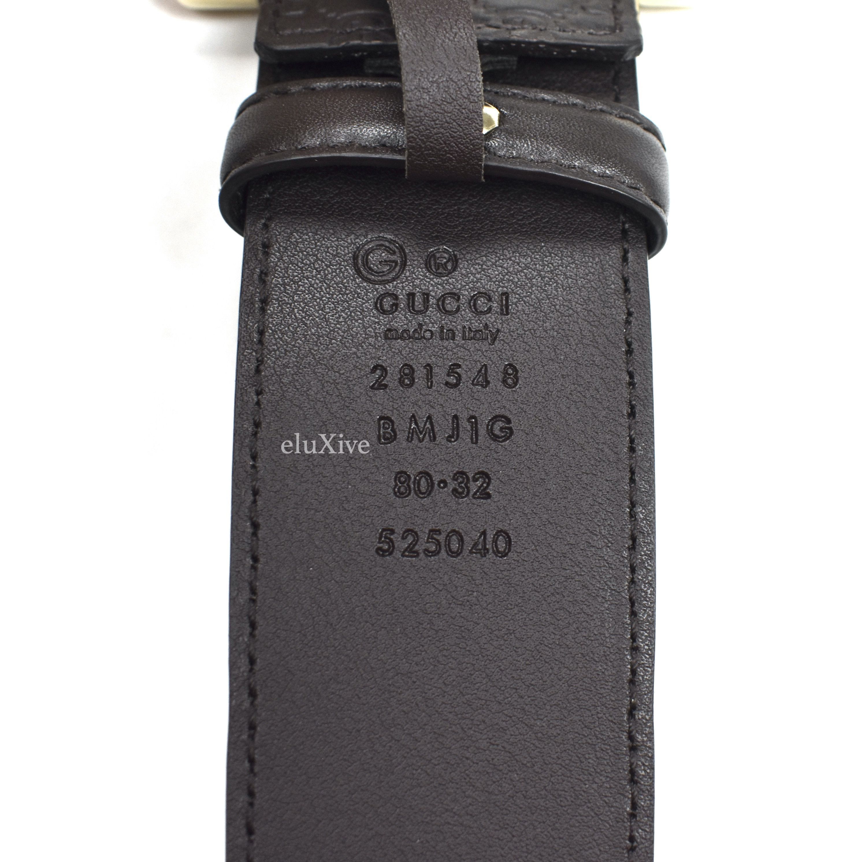 Gucci Dark Brown GG Monogram Embossed Leather Belt NWT - 9