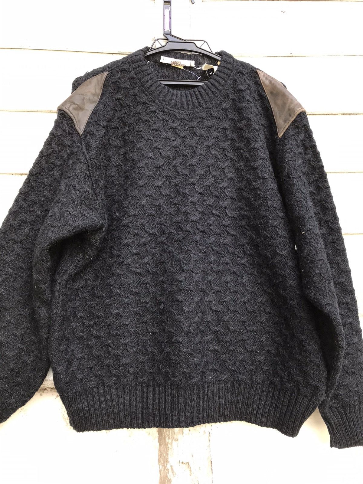Ginvenchy Cable Knit Leather Shoulder Patch Sweater - 1