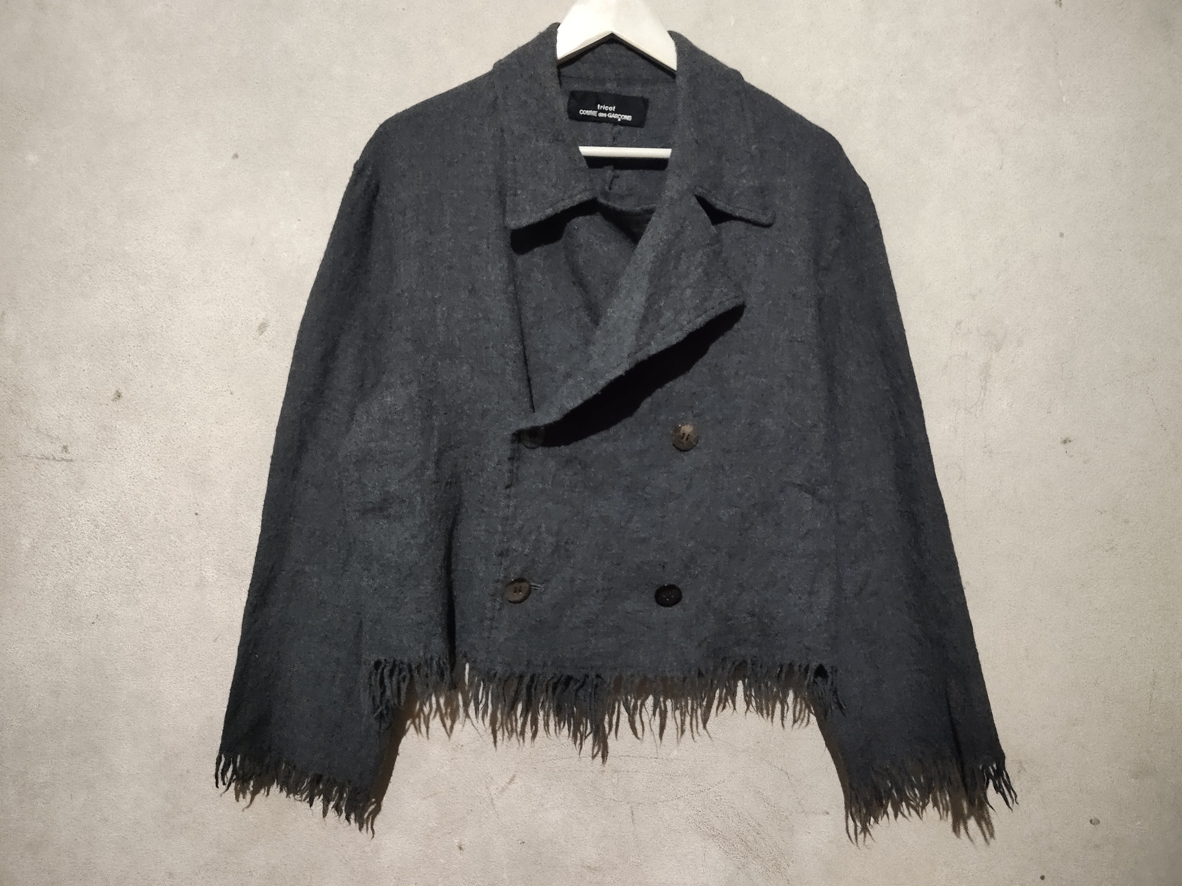 Vintage AD1992 tricot comme des gargons wool crop top jacket - 1