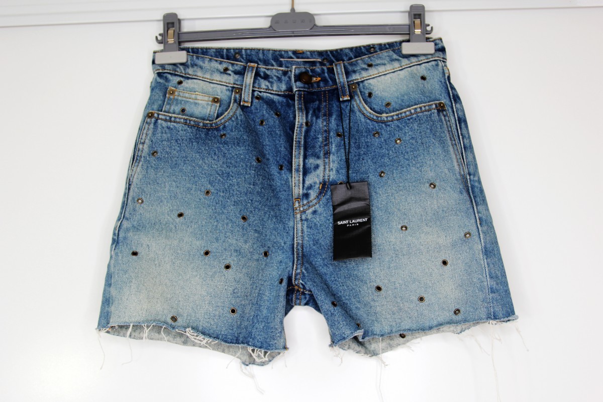 BNWT SS20 SAINT LAURENT PARIS RAW-EDGE EYELETS SHORTS 29 - 2
