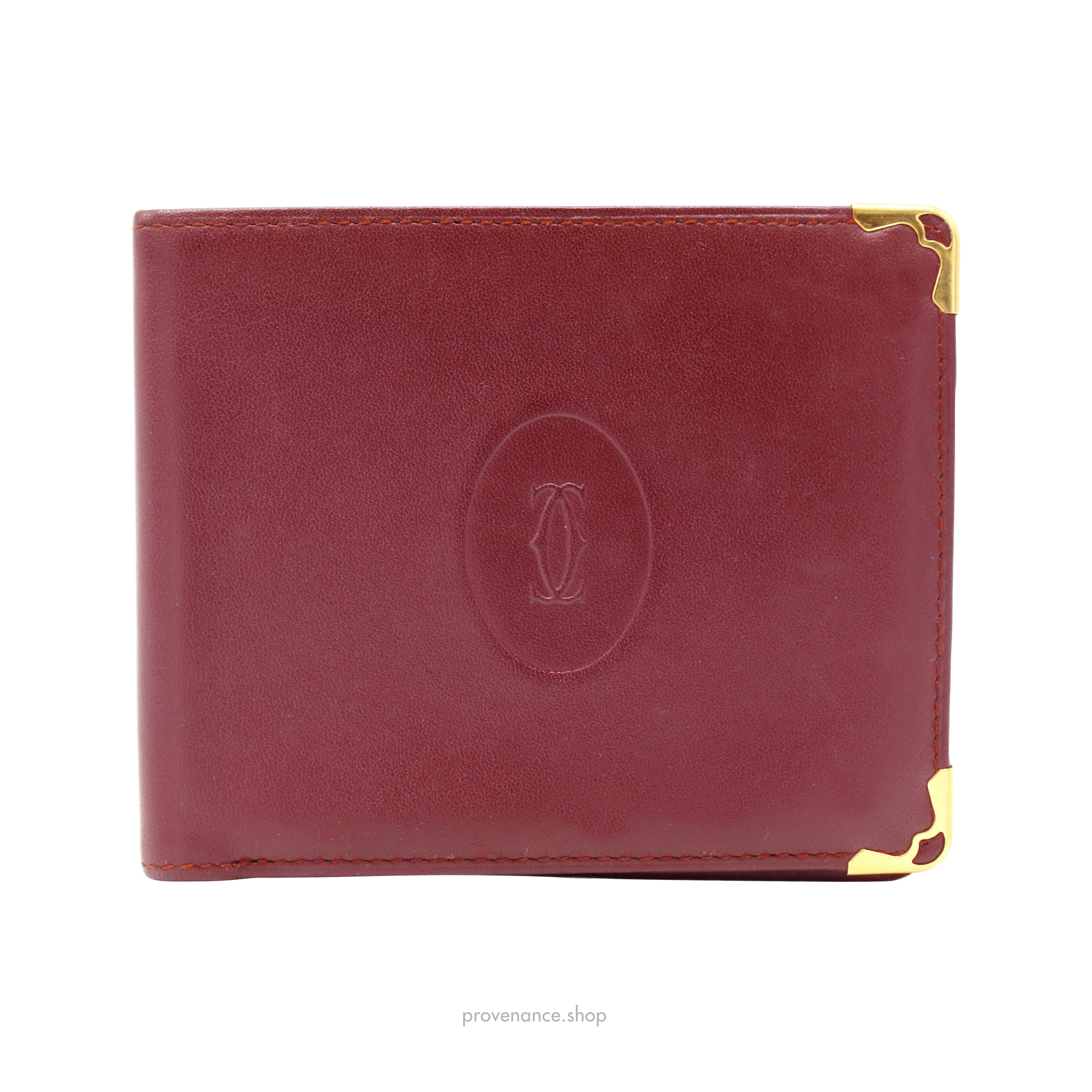 Bifold Wallet - Burgundy Calfskin Leather - 1