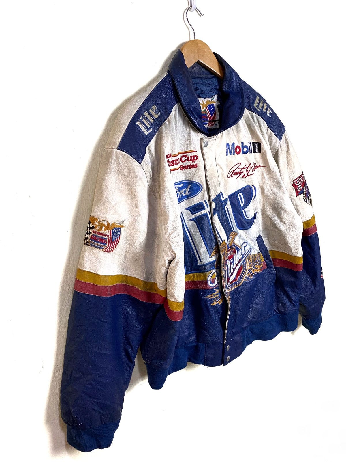 Vintage Jeff Hamilton 50th Anniversary Nascar Leather Jacket - 3