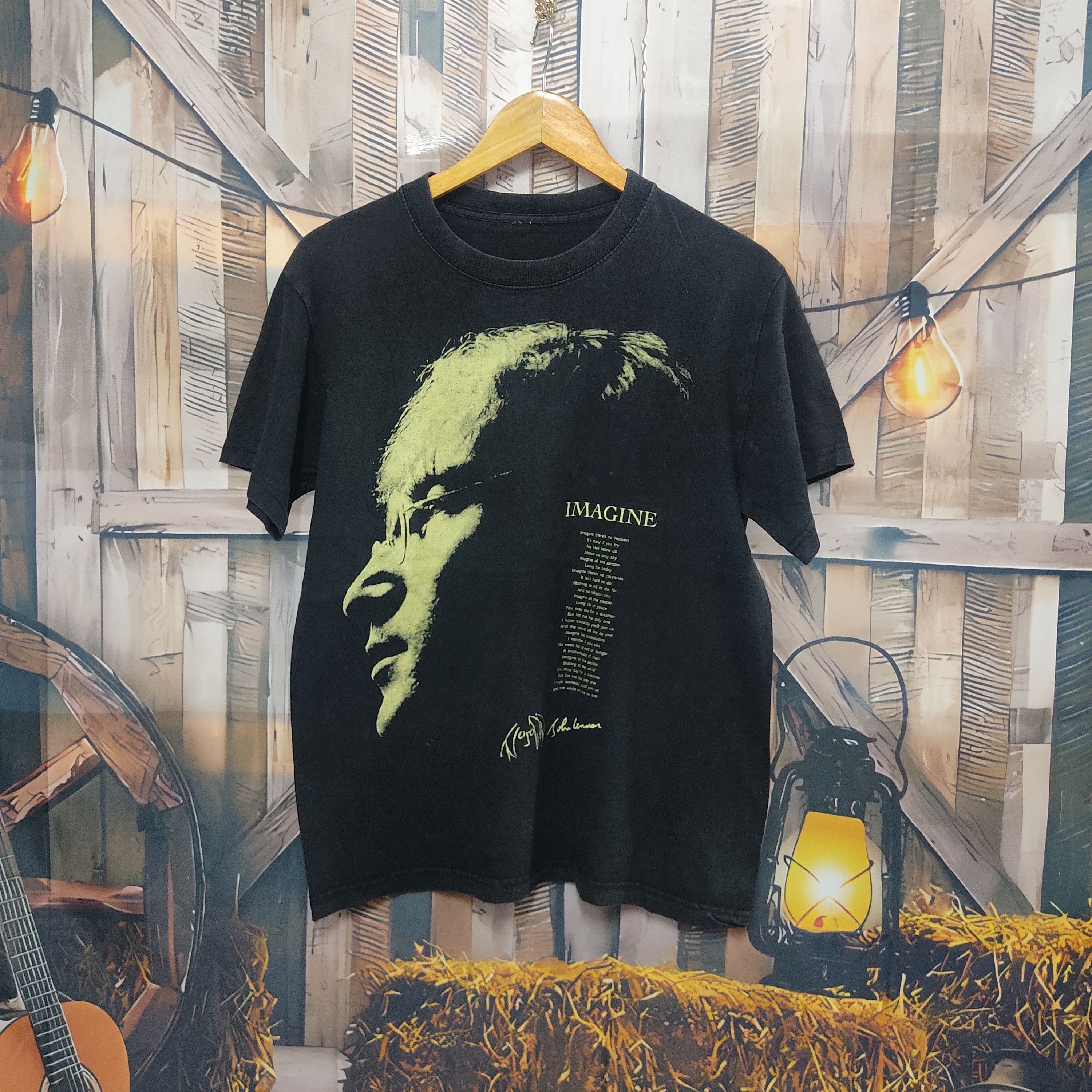 Vintage JOHN LENNON Imagine Lyrics Potret T-shirt - 1
