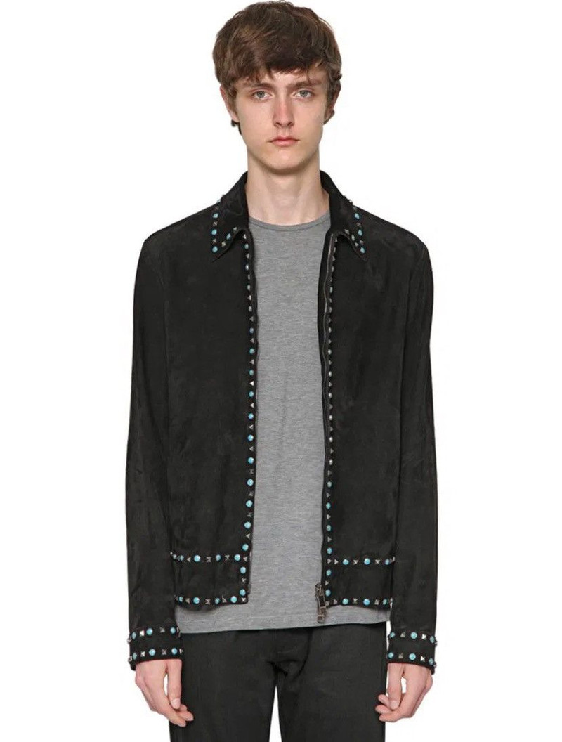 SS16 Studded Embellished Suede Jacket - 1