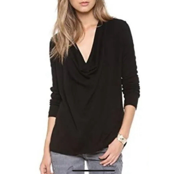 JOIE Solid Cashmere Crush Sweater in Black Medium - 1