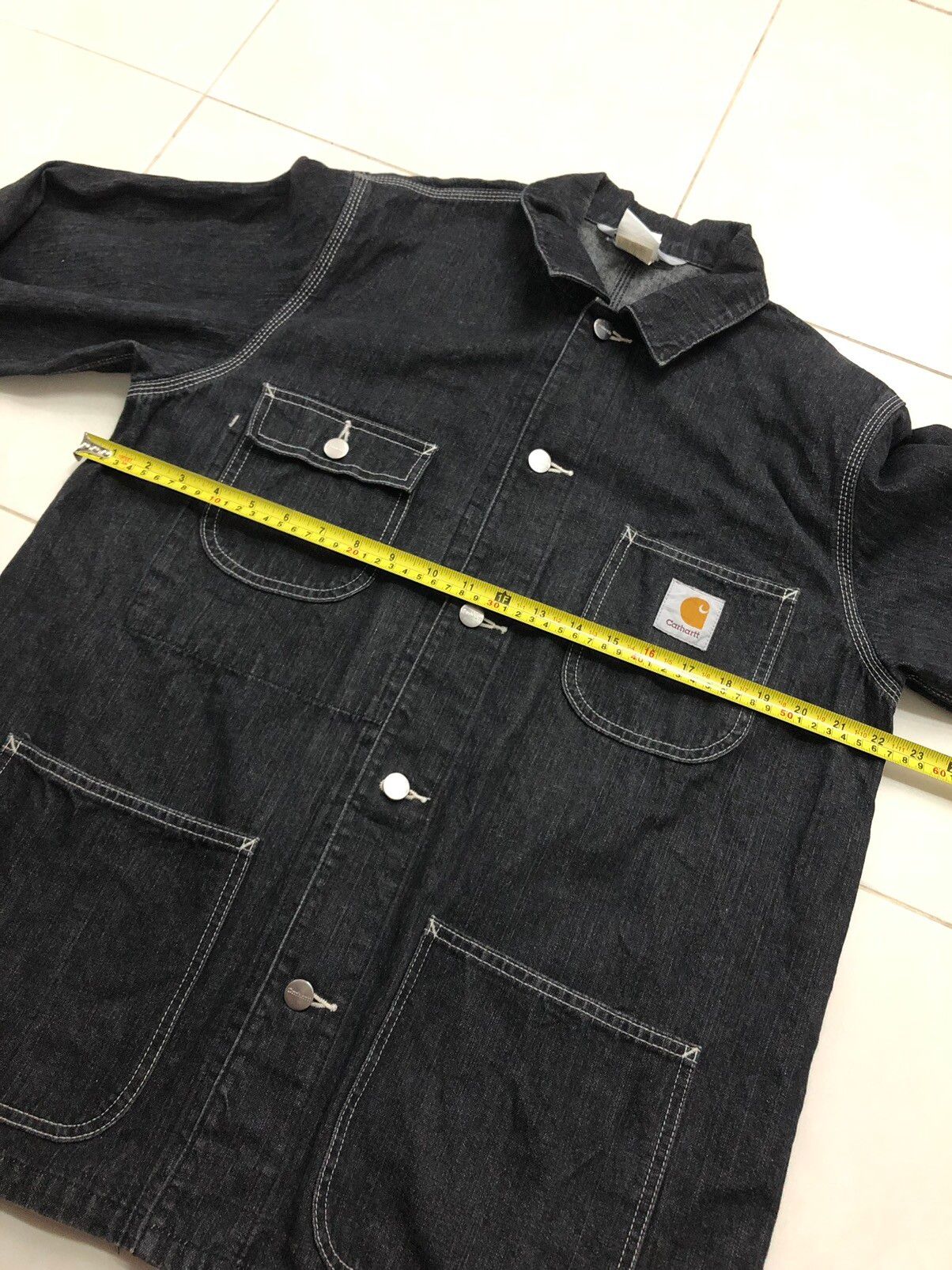 Black Denim Chore Multipocket Workwear Jacket - 10